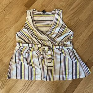 Torrid Women’s Wrap Top w/ Tie Waist. White w/ Strips. Sz. 2